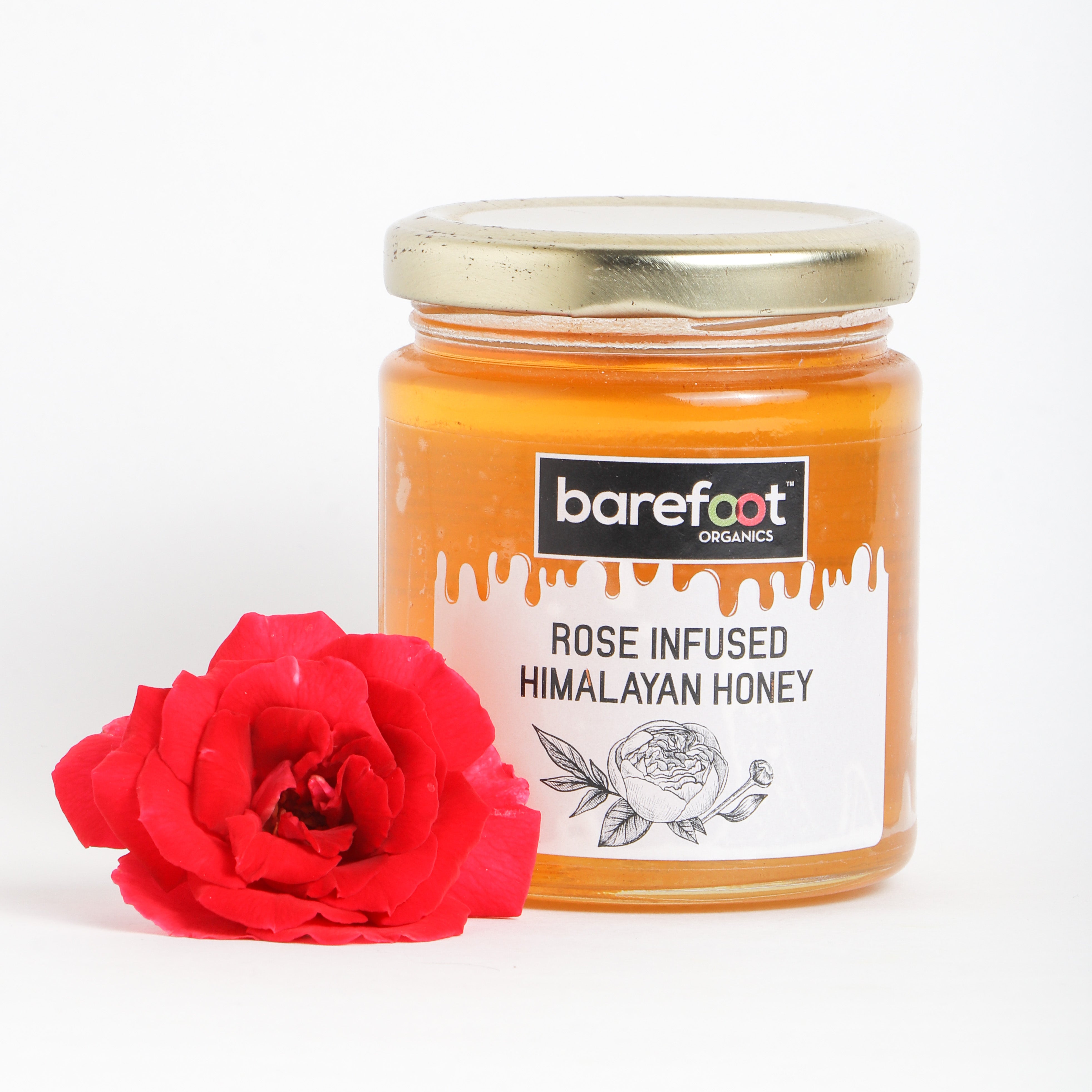 Rose Infused Raw Honey- Organic Red Rose Petals - Blue Sage Honey Co 14oz